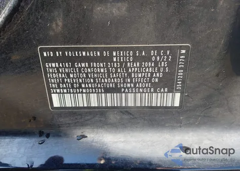 2023 Volkswagen Jetta 1.5T Sport z USA, uszkodzony, nr VIN 3VWBM7BU9PM009385